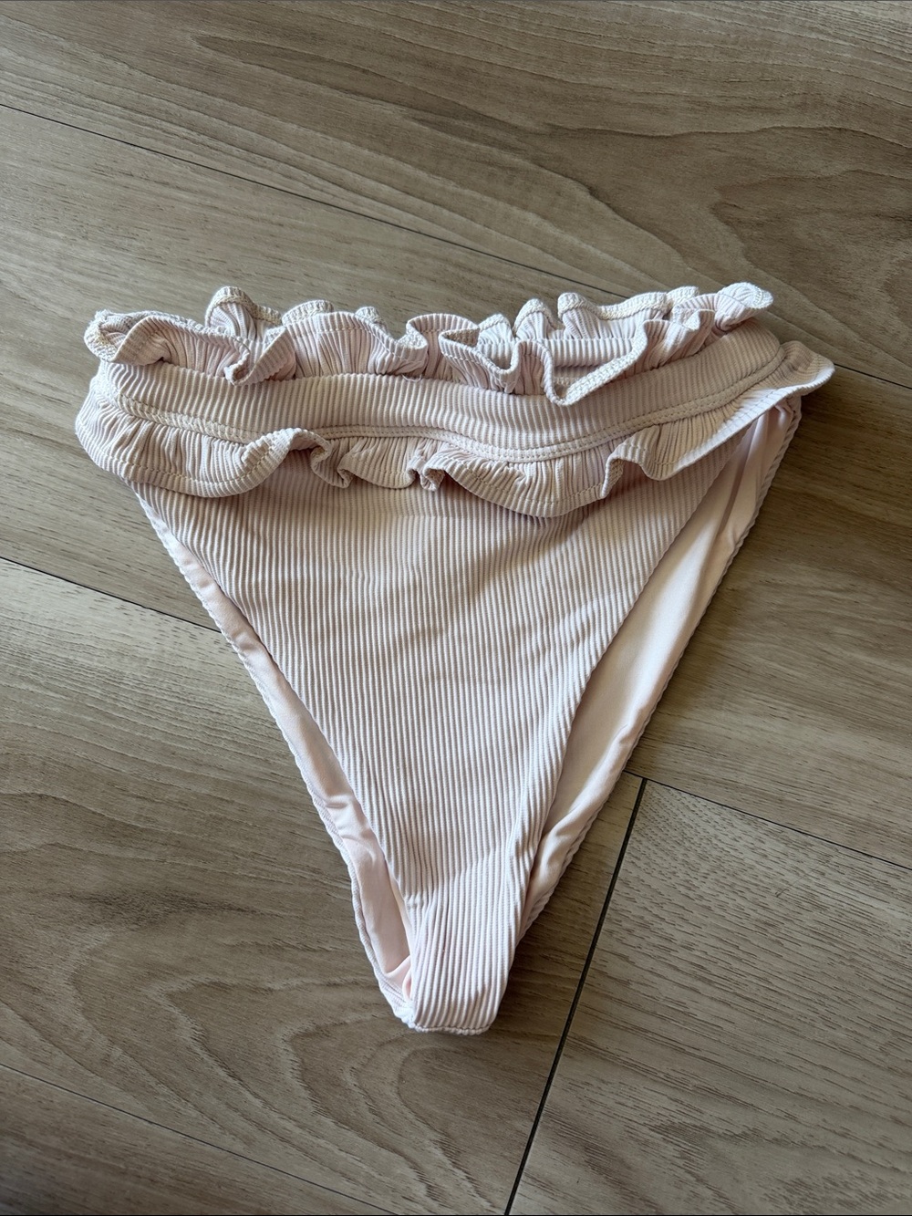 Beach Riot Ribbed Ruffle Bikini Bottom - Pale Pink